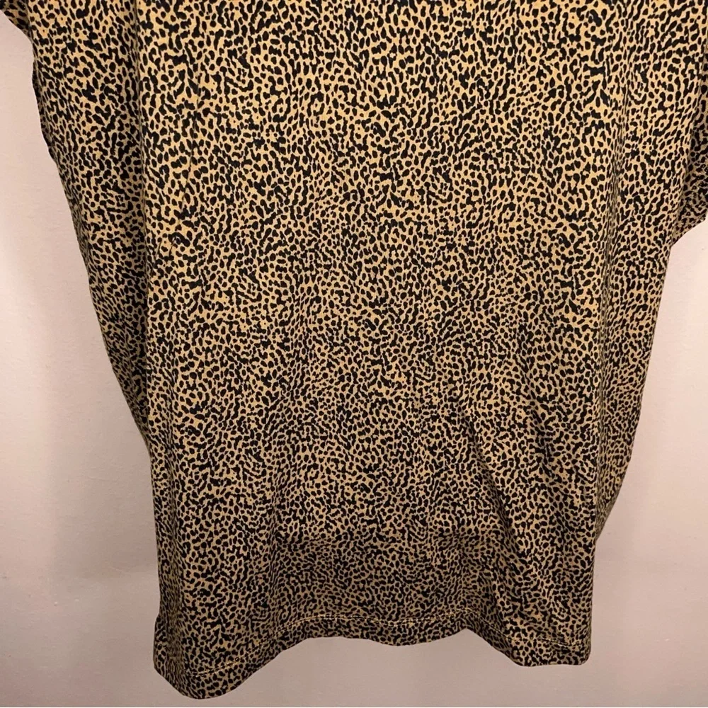 Petite Large Ann Taylor Loft Animal Print Top Cap Sleeves Cotton Blend Casual